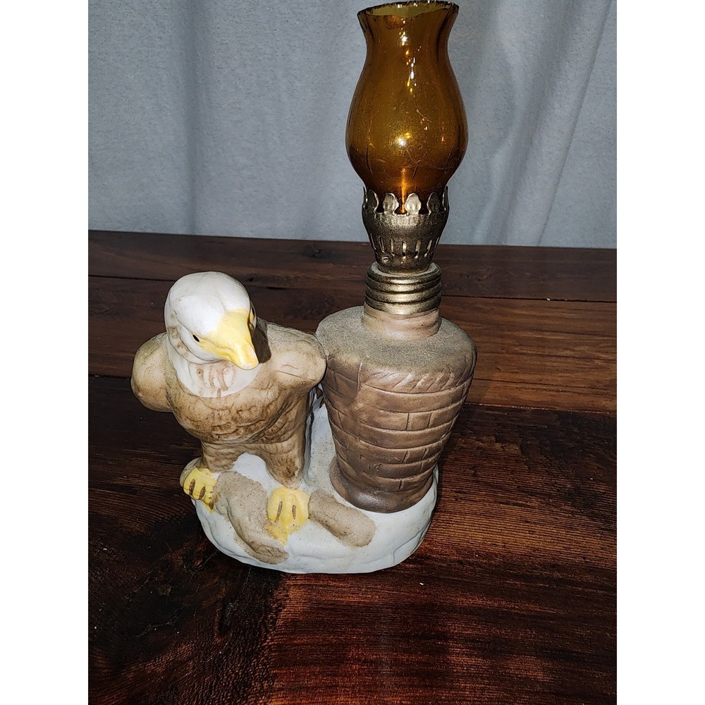 Eagle Lamp Kerosene Mini Amber Glass Vintage